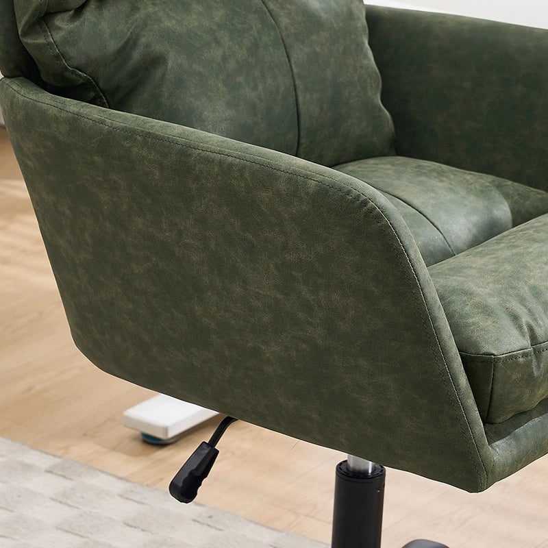 Sedia da ufficio ergonomica in PU con struttura in metallo e imbottitura confortevole per uso quotidiano verde