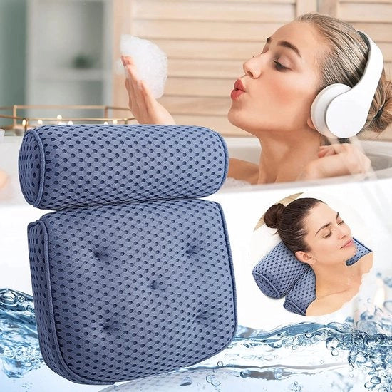Cuscino per bagno, cuscino per vasca idromassaggio e cuscino per spa con tecnologia Air-mesh e 7 valvole. Supporto per testa, schiena, spalle, collo. Adatto per vasche idromassaggio, home spa