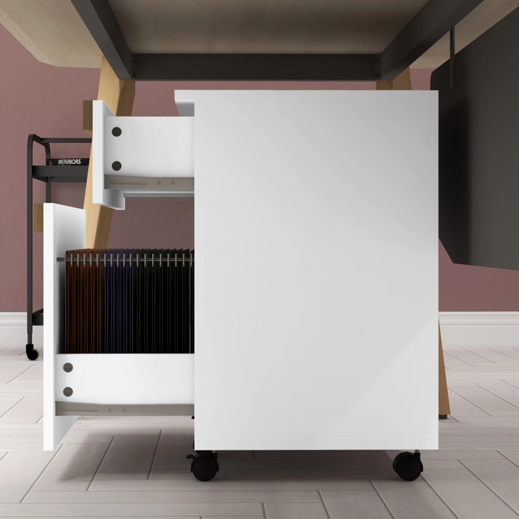 Scrivania con cassetti e ruote ¨C Minimal ¨C bianco 48x40x59.5 cm