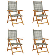 Sedie Giardino Reclinabili 4 pz | Sedie da Esterno Grigie Polyrattan Legno Massello