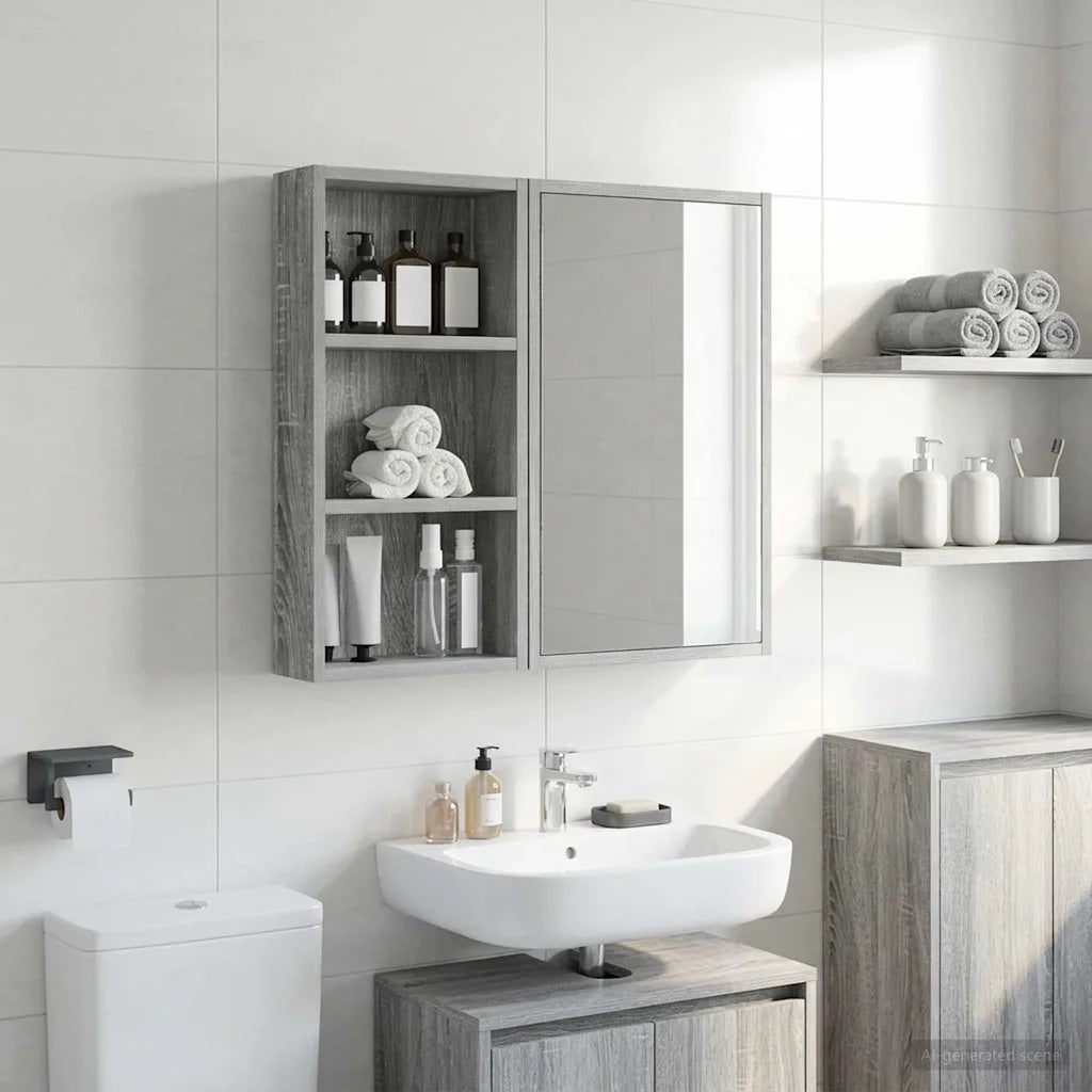 Armadio da bagno a muro Sonoma grigia 30 x 10 x 60,5 cm 889324