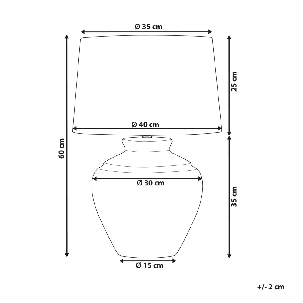 Lampada da Tavolo Crema Base in Ceramica Bianco Tamburo Paralume in Tessuto Casa Luce Design Tradizionale