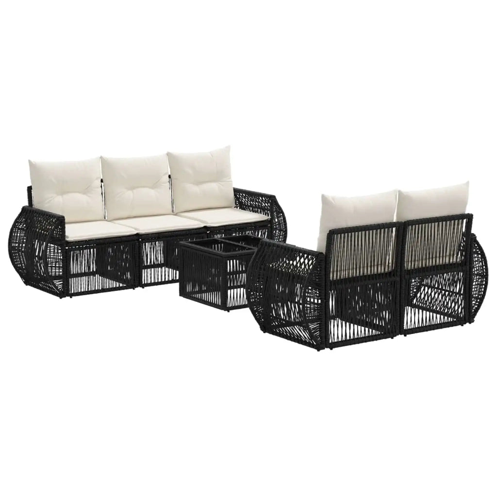 Set Divano da Giardino 6 pz Nero polyrattan 3435346