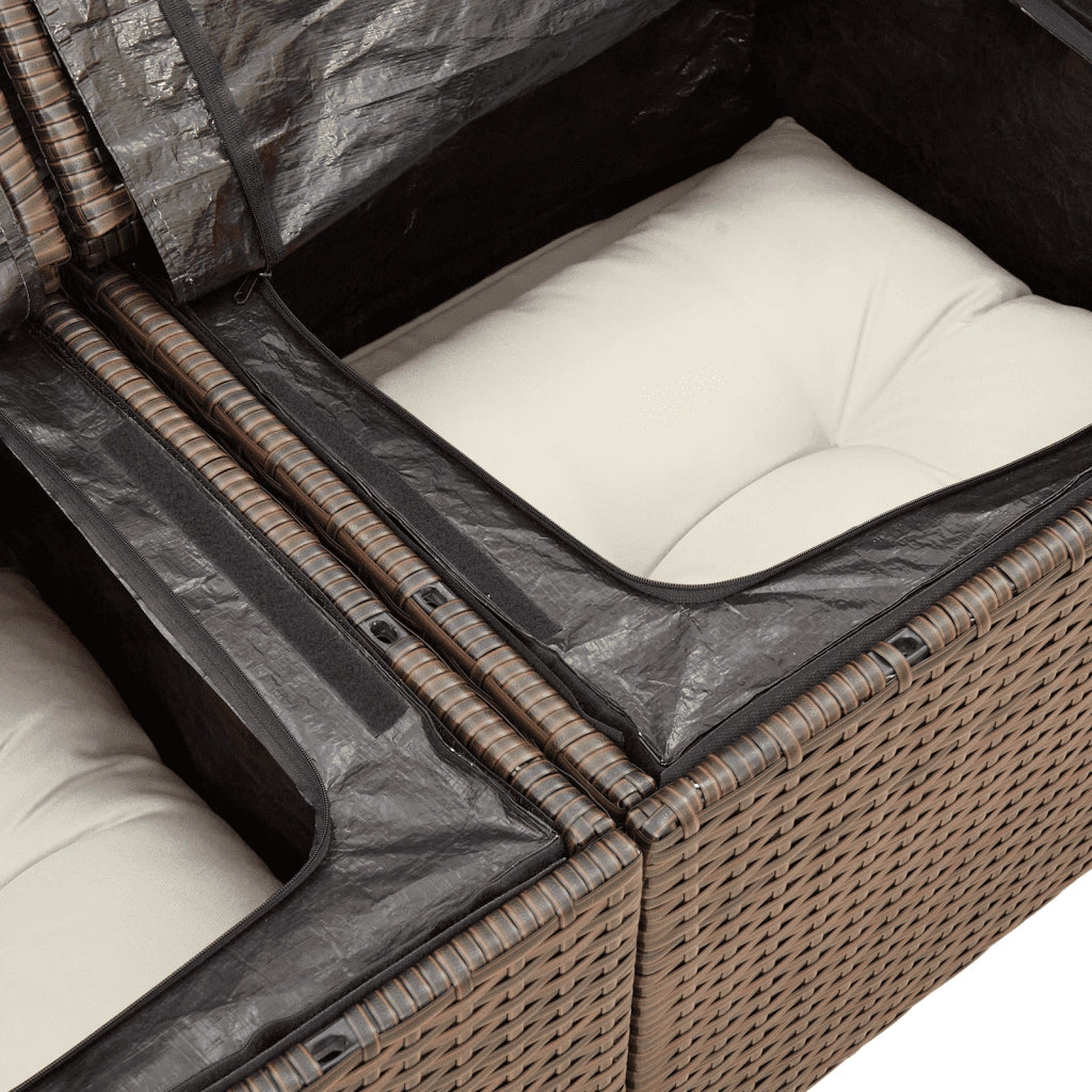 Set Divani da Giardino 9pz con Cuscini Marrone in Polyrattan 3252980