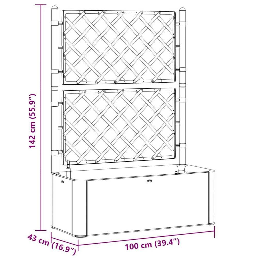 Raised Garden Bed With Trellis And Self-watering System, Grey