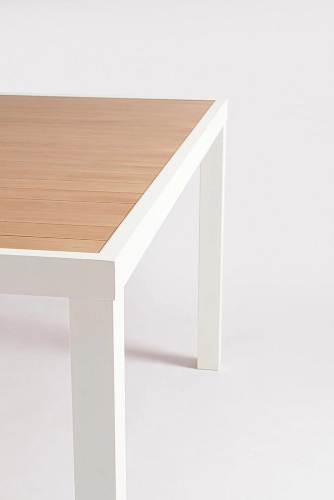 Tavolo da Esterno 136x136x75h cm in Alluminio e Polywood Hilija Naturale e Bianco