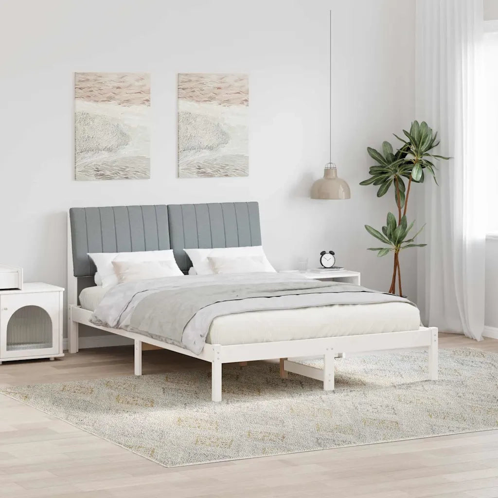 Struttura del letto Bianco 135 x 190 cm Pino massello 878903