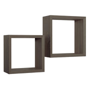 Set di 2 Mensole da Muro Modello GINEVRA, Cubi Arredo, Mensole Cubo, Cubi da Parete, Cubi Portaoggetti. Misure 35x35 p15.5 cm, e 30x30 p15.5 cm. Finitura  NOCE SEGATO - MADE IN ITALY