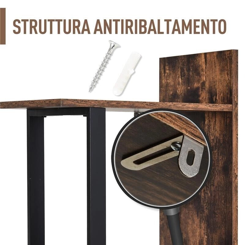 LIBRERIA STILE INDUSTRIALE 5 LIVELLI CON TELAIO IN FERRO 102 X 30 X 160 CM