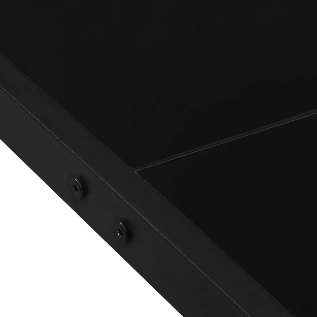 Tavolo da Giardino 130x130x72 cm Nero in Acciaio e Vetro 313099