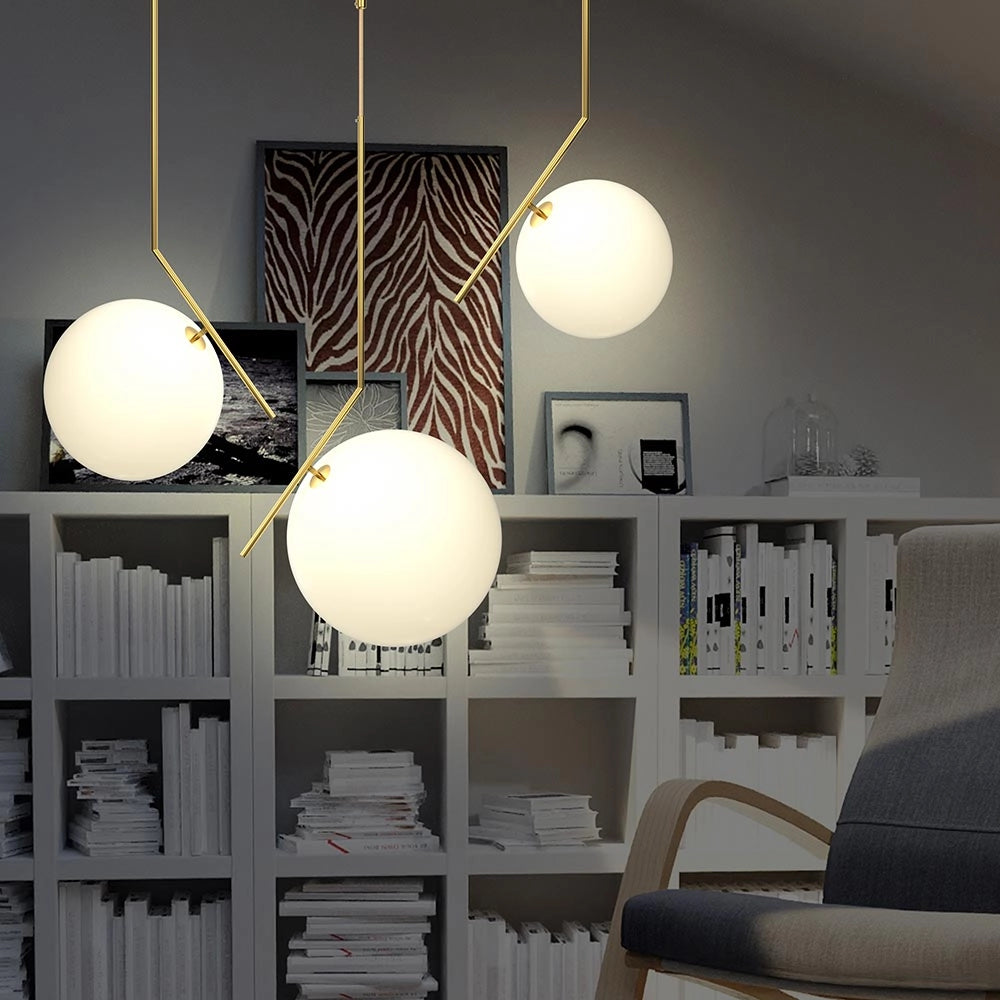 Lampadario Lampada Sospensione Sfera 30 cm Design Moderno Paralume Metallo Oro