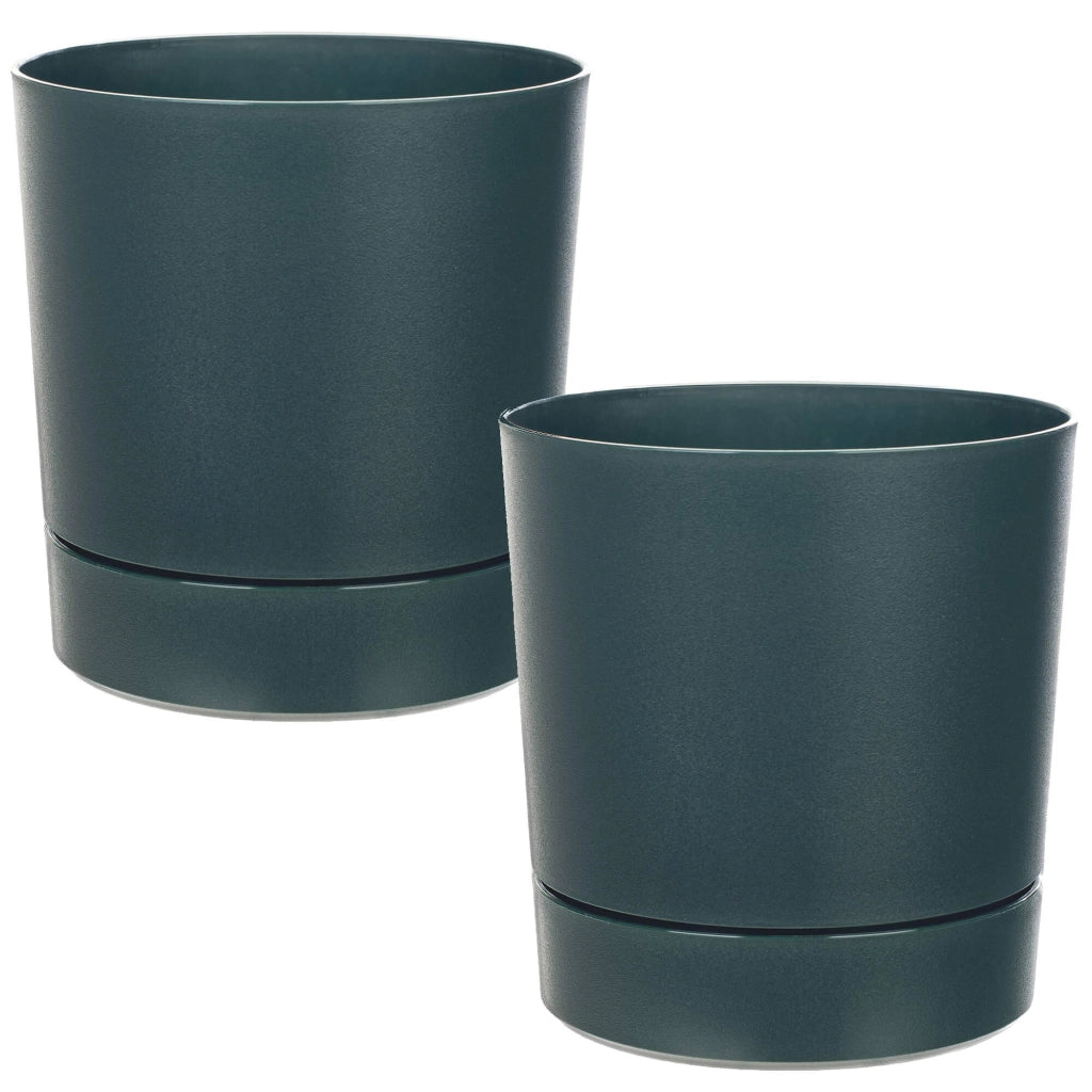KADAX Vaso da fiori con coprivaso e sottovaso, rotondo, 14,5 cm, set da 2
