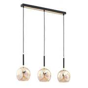 Lampada a sospensione lineare nera oro Prada Alfa 3xE27