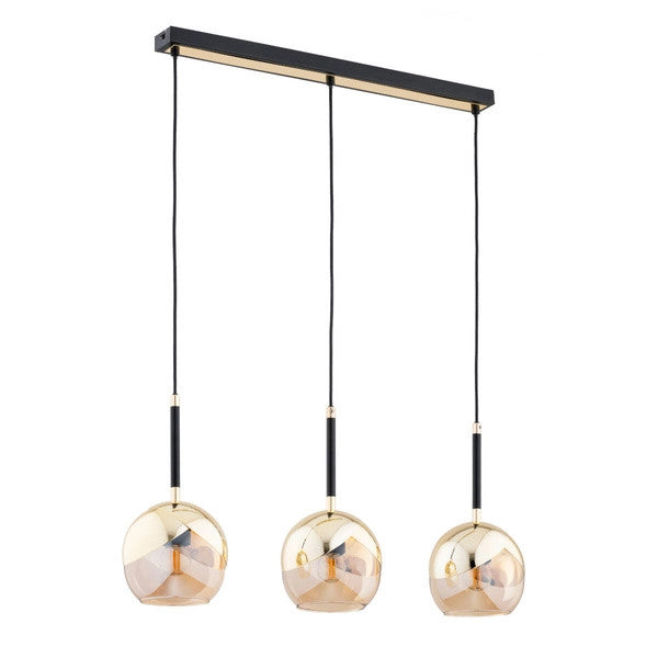 Lampada a sospensione lineare nera oro Prada Alfa 3xE27