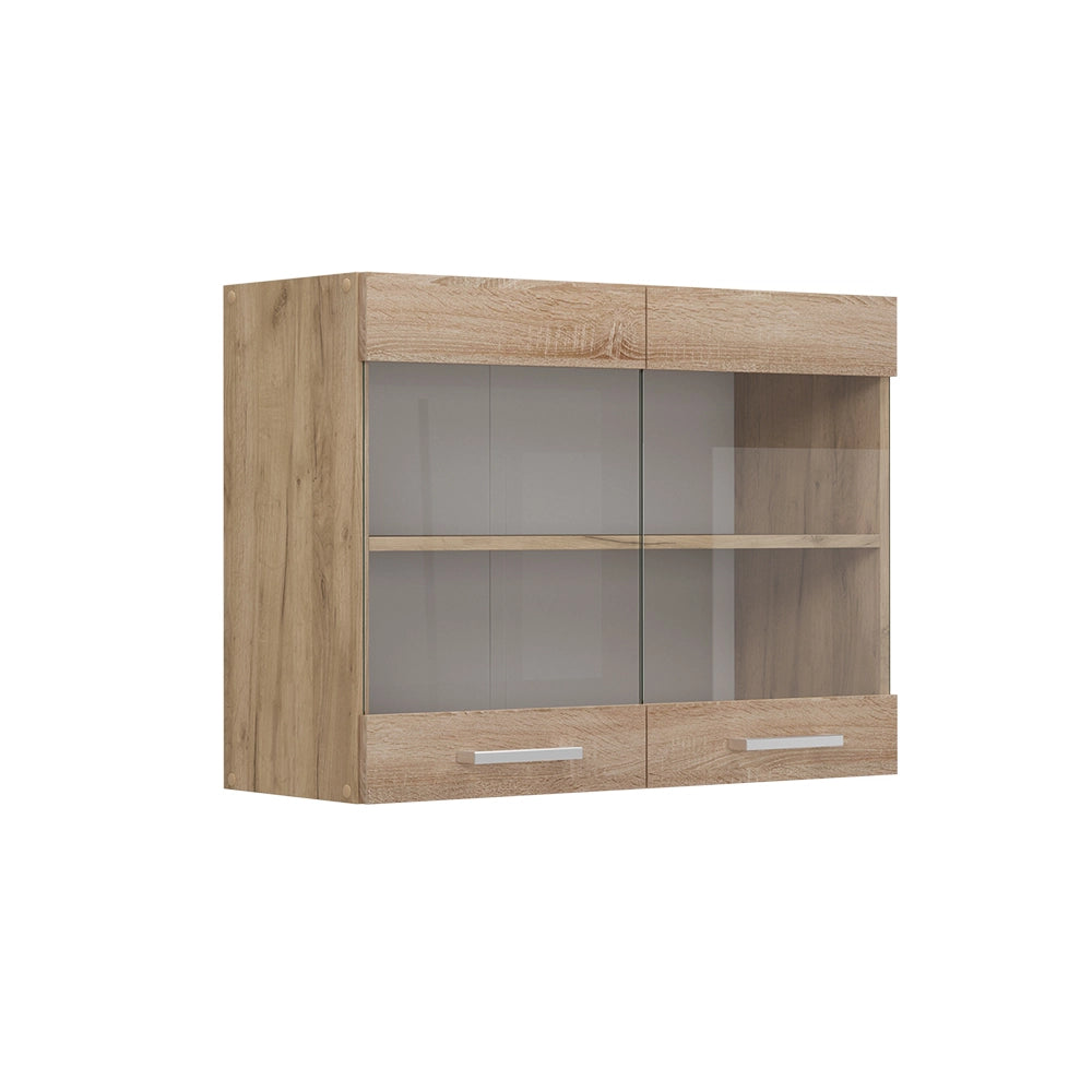 Mobile da cucina in vetro R-Line Sonoma/Rovere dorato 80 cm Vicco