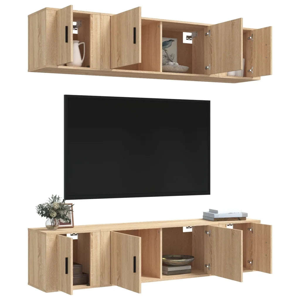 Set di Mobili Porta TV 6 pz-Credenza per TV Rovere Sonoma in Legno Multistrato