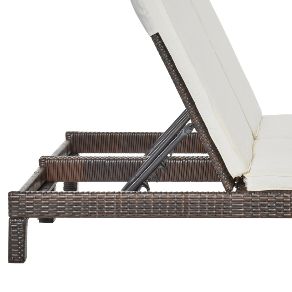 Lettino a 2 Posti in Acciaio e Rattan ¨C Zephmum ¨C Schienale Regolabile Marrone e Bianco 196x120x28cm