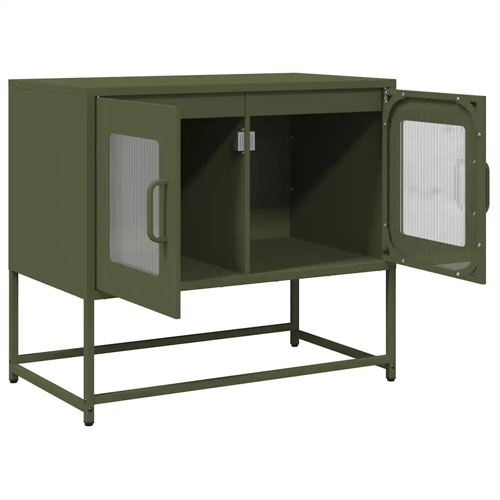 Mobile TV Verde Oliva 68x39x60,5cm in Acciaio Laminato a Freddo 853336