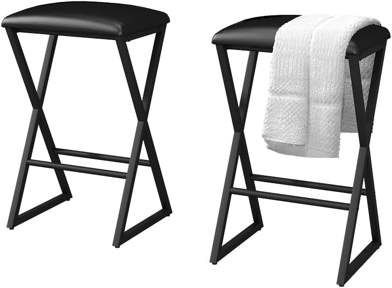 Set di 2 sgabelli da bar Vault, Nero, 40 x 64 cm 2 parti, con poggiapiedi e gambe in metallo verniciato a polvere