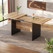Tavolo allungabile per 4-6 persone con piano effetto legno, in MDF, nero e noce scuro, stile minimalista moderno
