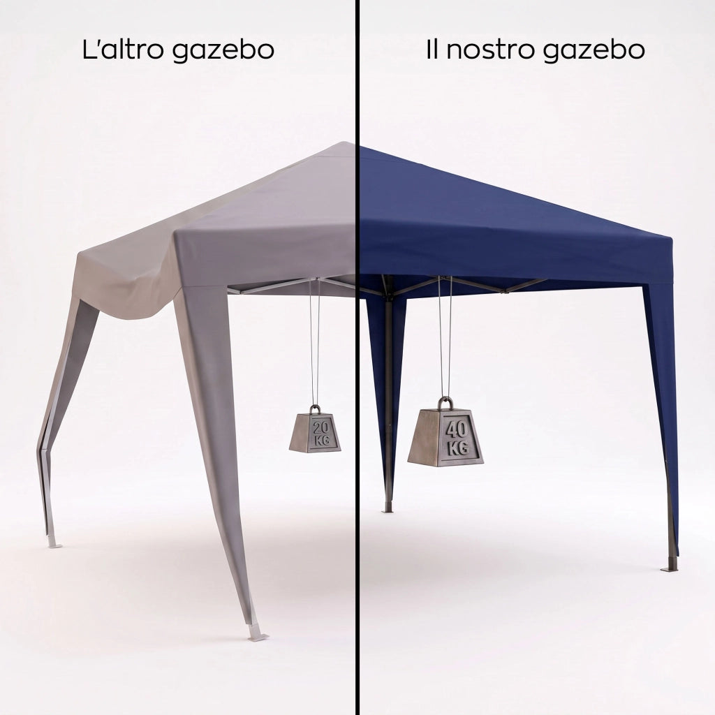 Gazebo richiudibile 3x3 pieghevole a fisarmonica automatico mercato tenda con sacca colore blu