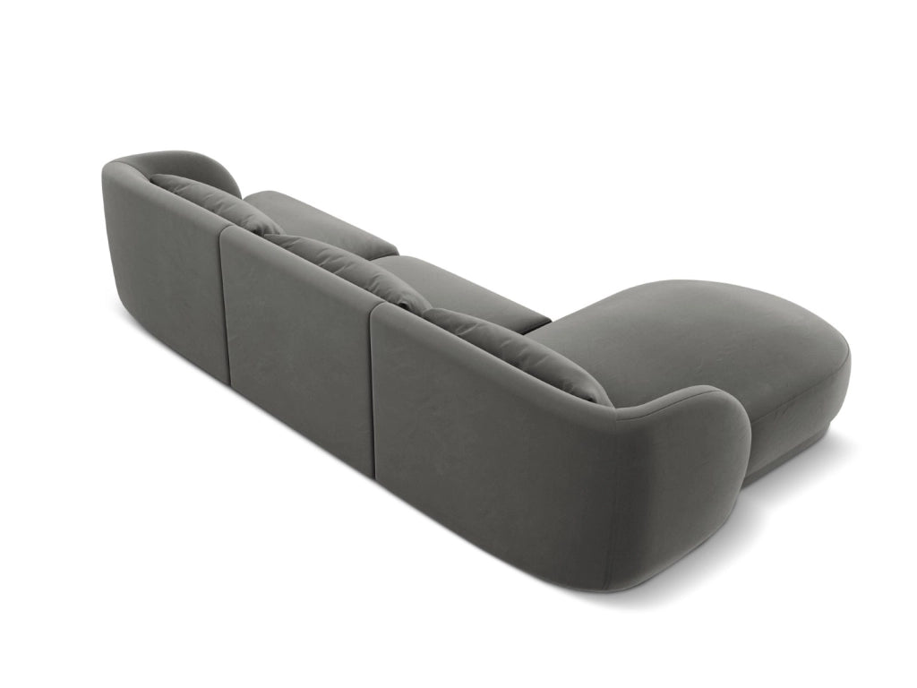 Cosmopolitan Design - Divano angolare sinistro "Tulum" 4 posti in velluto grigio chiaro 