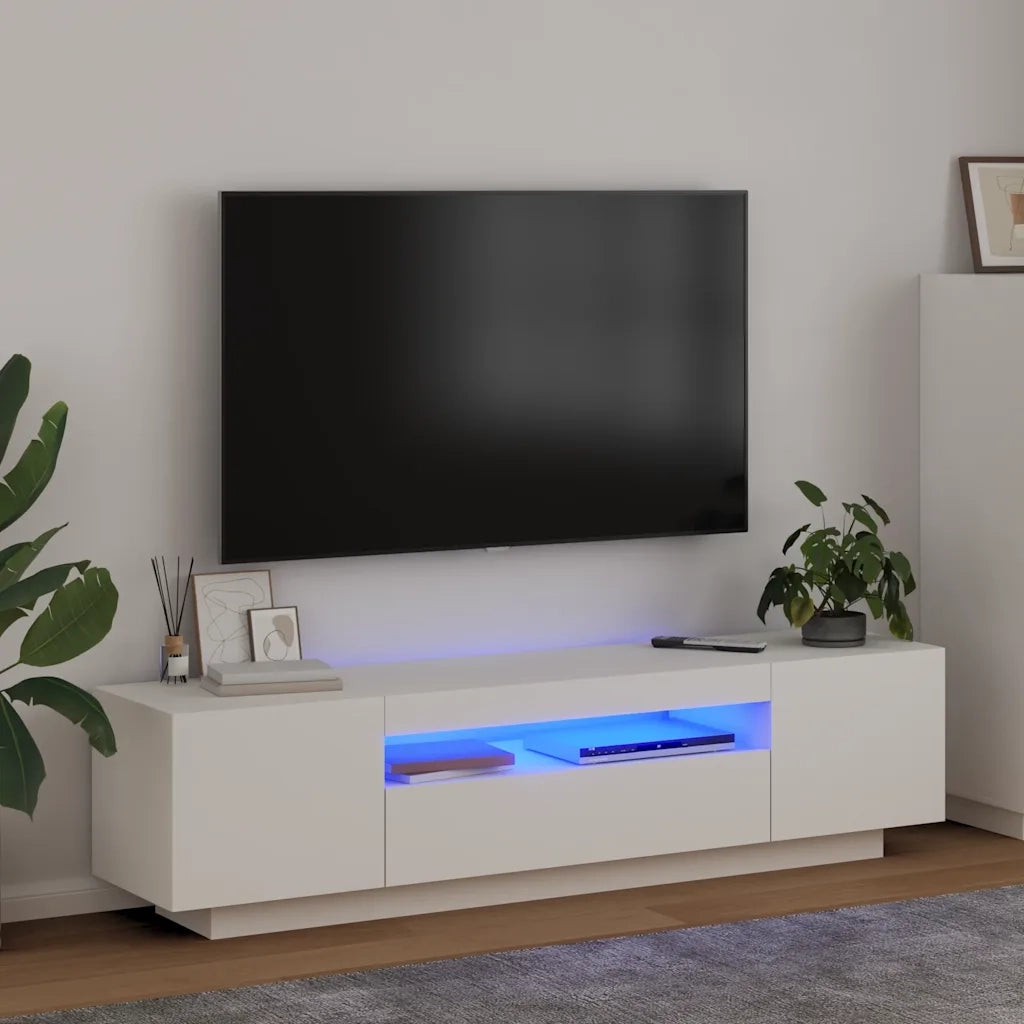 Mobile TV | Armadietto TV | Mobile Porta TV con Luci LED Bianco 160x35x40 cm