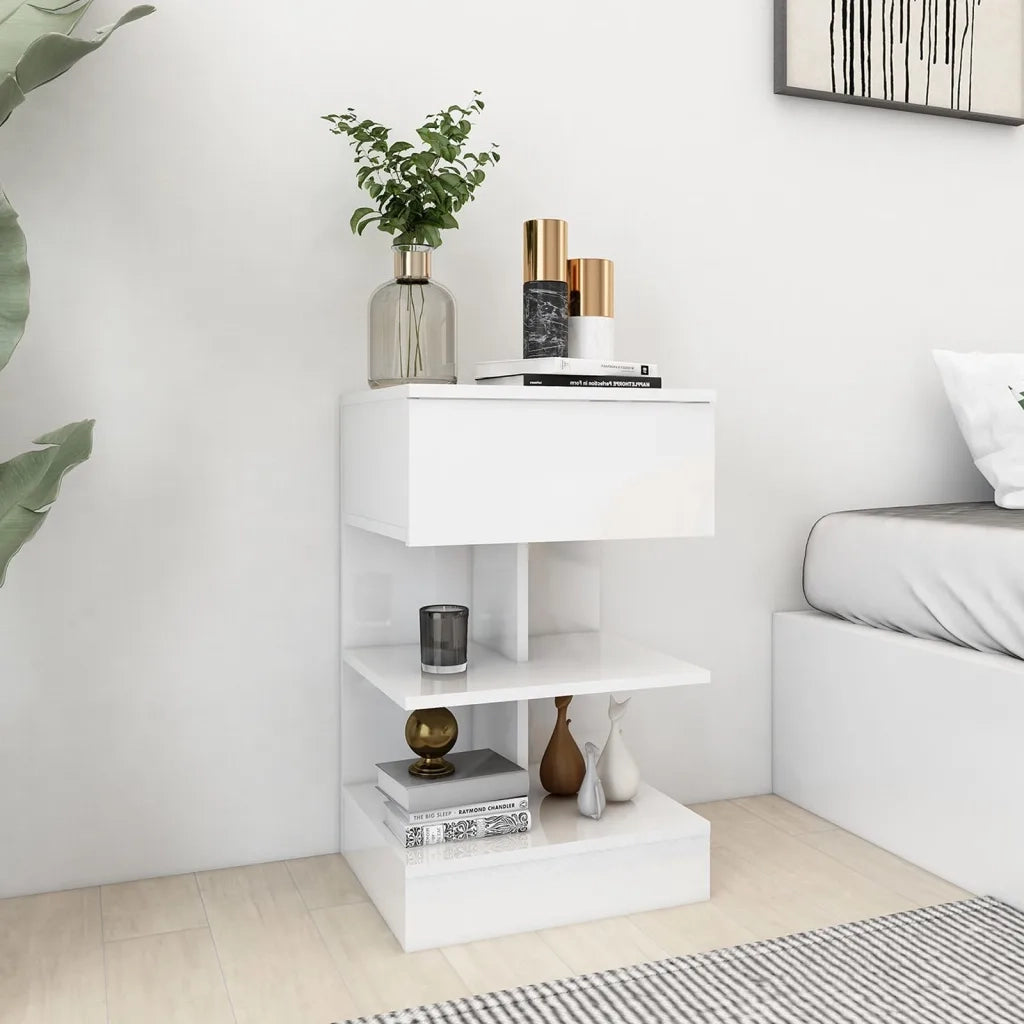 Comodini 2 pz Bianco Lucido 40x35x65 cm 808661