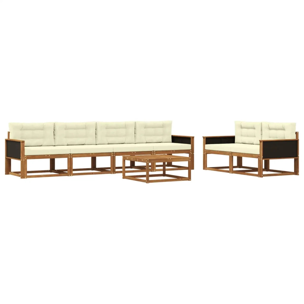 Set di divani da esterno con cuscino 7 pcs Naturale e Crema 3382353