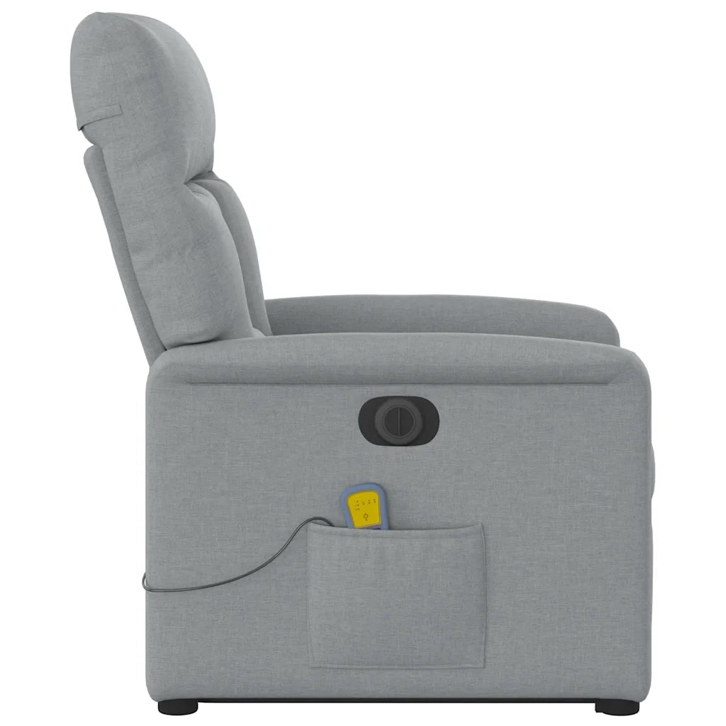 Poltrona Alzapersona Massaggi Elettrica Grigio Chiaro Tessuto