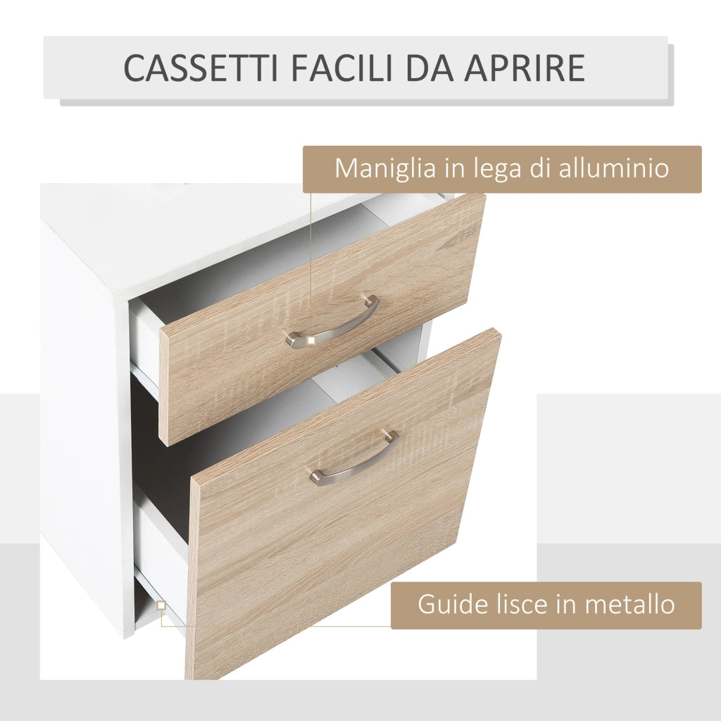 Scrivania per Computer ¨C Xylo ¨C Legno MDF con Ripiani 137x55x92cm Bianco Moderna