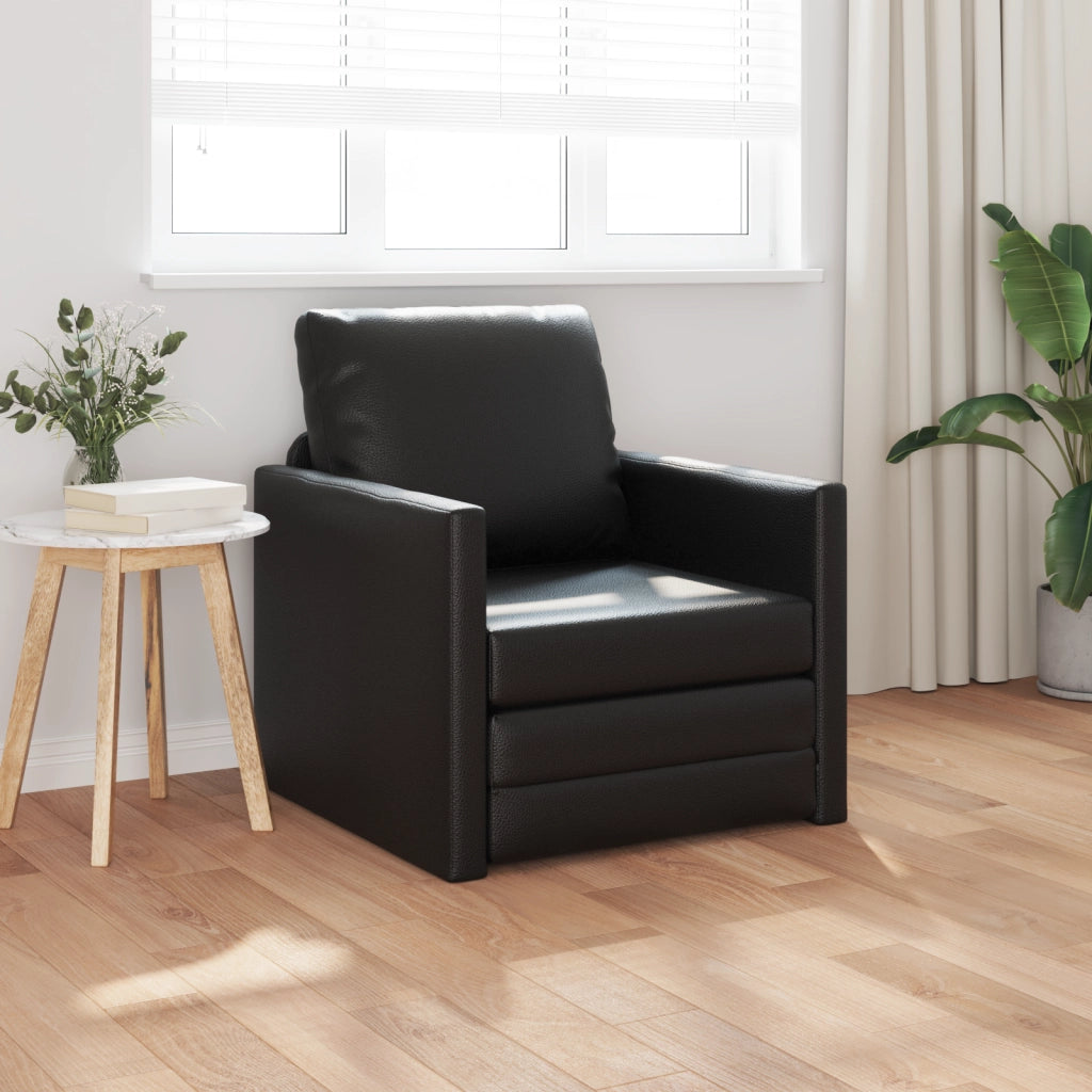 Divano Letto 2-in-1 Nera 74x77x81 cm Pelle Sintetica