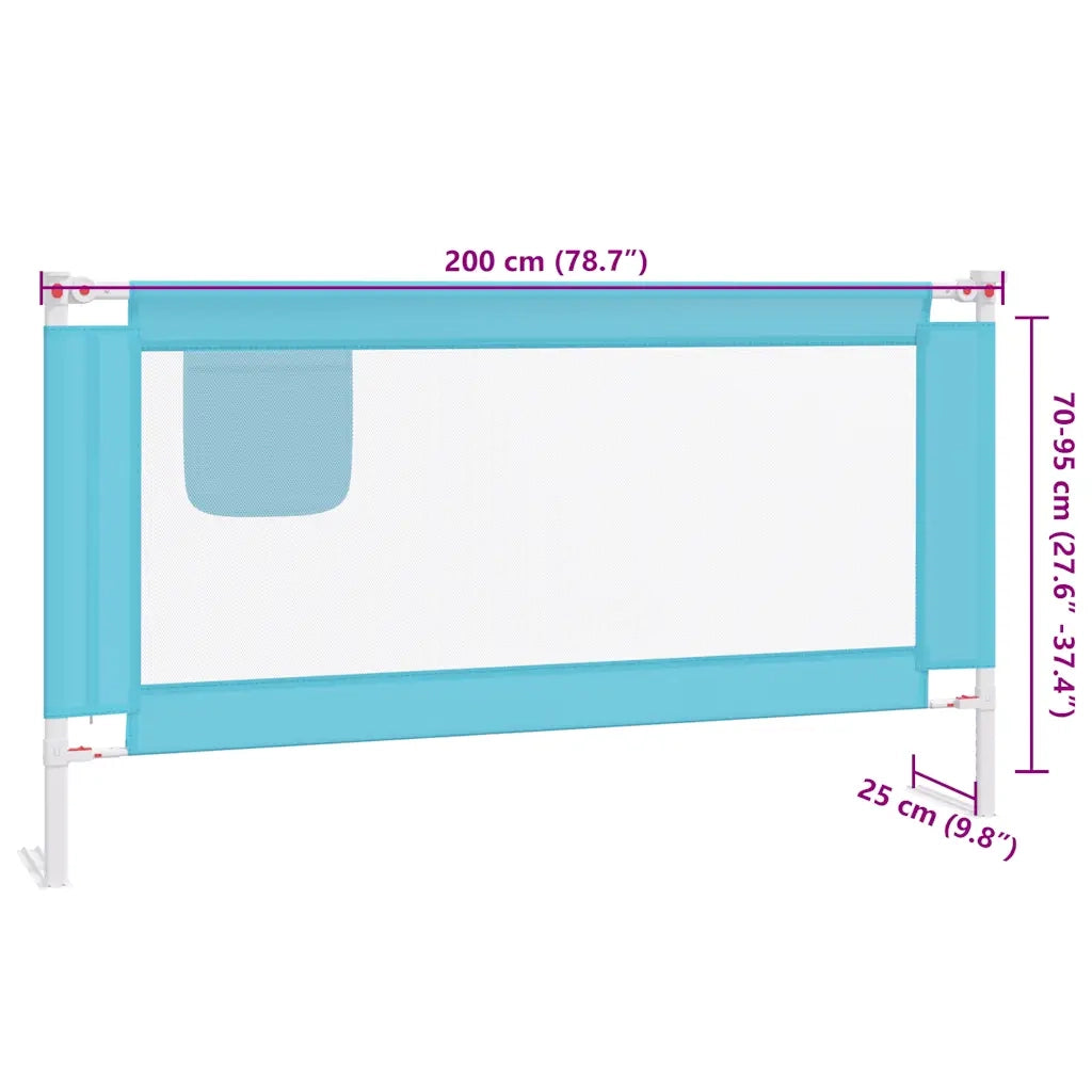 Sponda Letto di Sicurezza per Bambini Blu 200x25 cm in Tessuto 10215