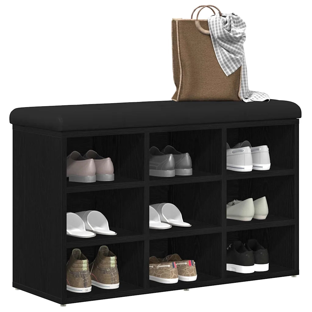 Panca per scarpe-Sgabello-Panca da Corridoio Nero 80 x 30 x 48 cm Legno multistrato