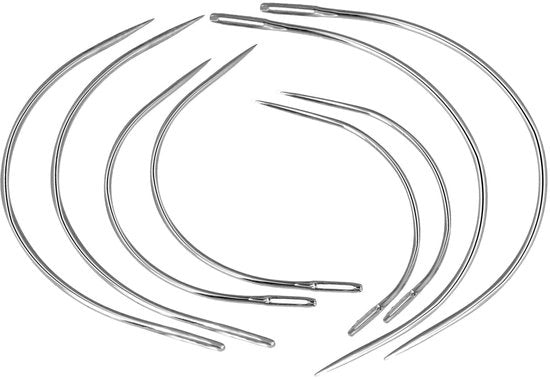 Set di Aghi Curvi in Acciaio Inossidabile - 8 Pezzi - Per Cuoiare - Aghi per Cucire Pelle - Diverse Misure 2''/2,5''/3''/3,5'' - Resistenti