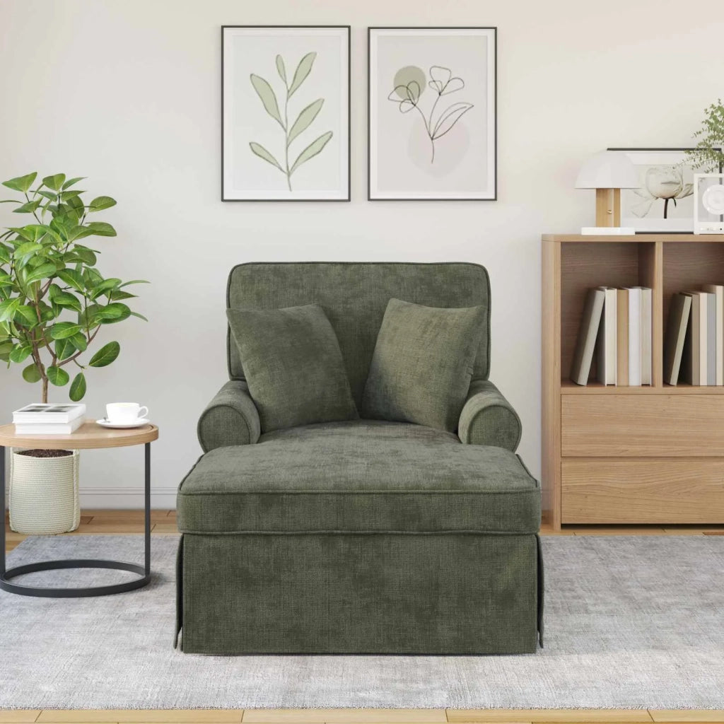 Chaise Longe con Gonna con cuscino Verde 157 x 91 x 91 cm ARES