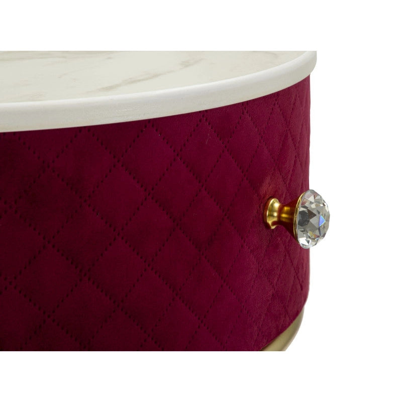 Comodino/toletta Con Puff Vellit Rosso cm ø 52x70 - ø 36x39