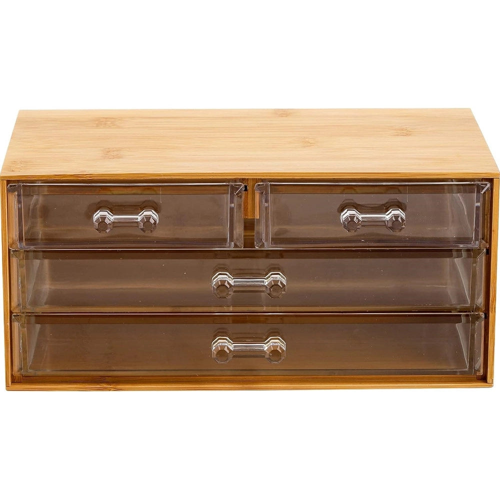 Trade Shop - Porta Gioielli Cosmetici Con 4 Cassetti Organizzatore Casa In Legno 24.3x15.3x11cm 10832 -