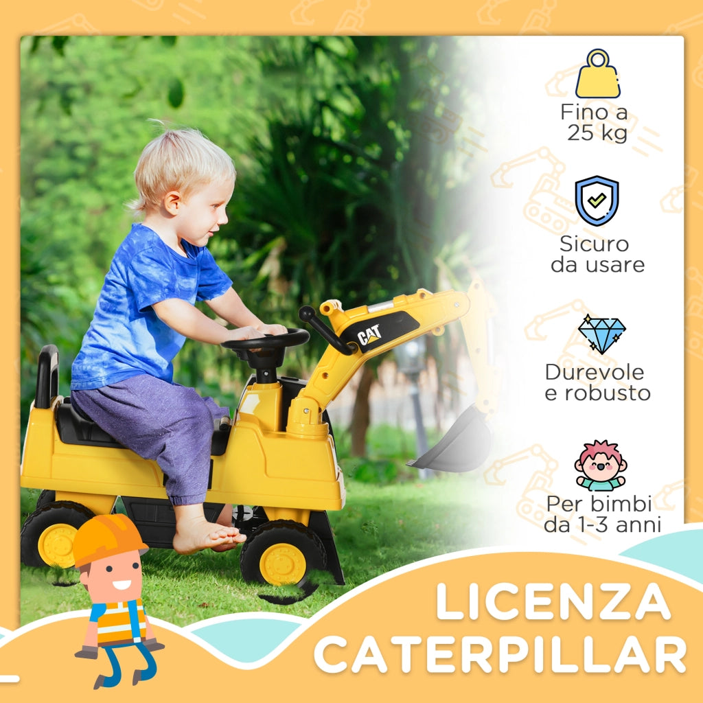Ruspa giocattolo per bimbi da 1-3 anni con escavatore e contenitore a spinta senza batteria, robusta e pratica, giallo