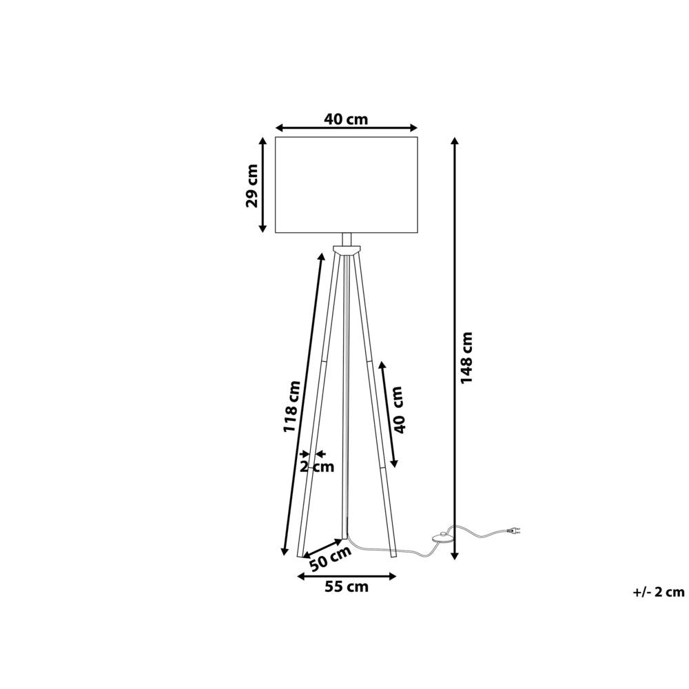 Lampada da terra in metallo dorato 148 cm con supporto per treppiede in tessuto bianco