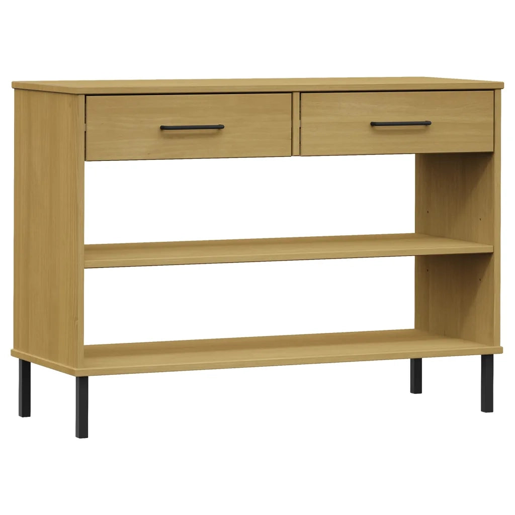 Mobile Consolle Gambe Metallo Marrone Legno Massello Pino OSLO 351003