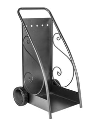 Porta Legna Design Classico con Ruote 47,7x50x90 cm in Ferro Verniciato Grigio Martellato
