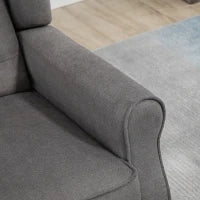 Poltrona da Salotto Stile Francese con Gambe in Legno e Cuscini Sfoderabili, 74x86x102 cm, Grigio