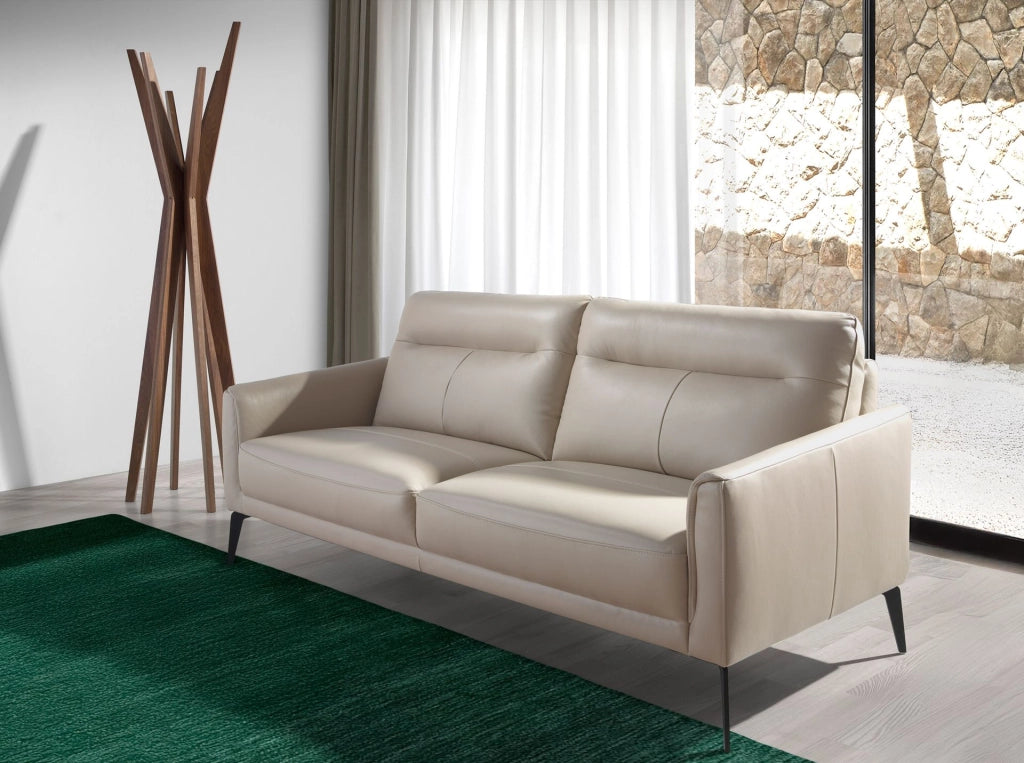 Divano a 3 posti in pelle grigio taupe