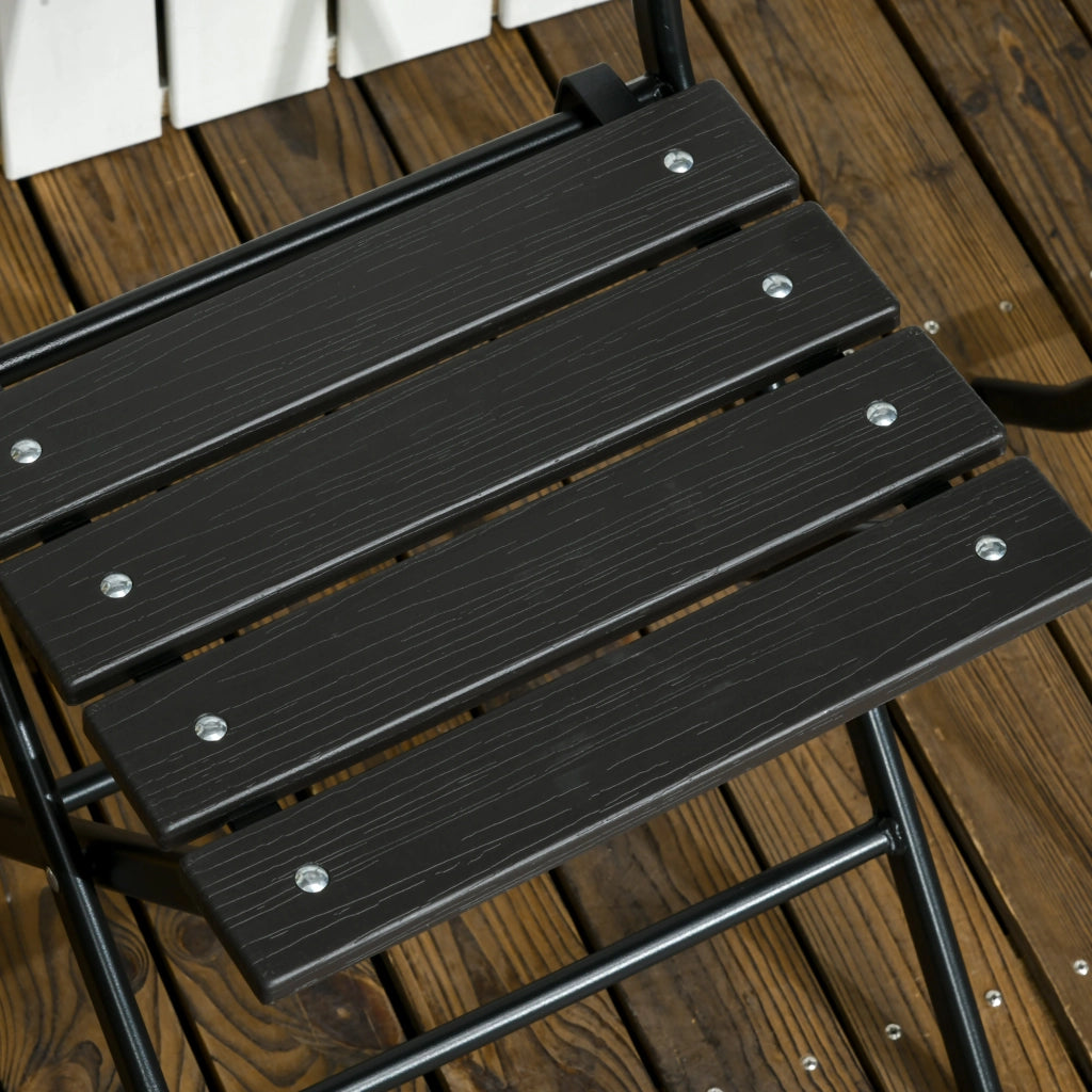 EasyComfort Set da Giardino 3 Pezzi con 2 Sedie e Tavolo Pieghevoli in Acciaio e HDPE, Grigio Scuro