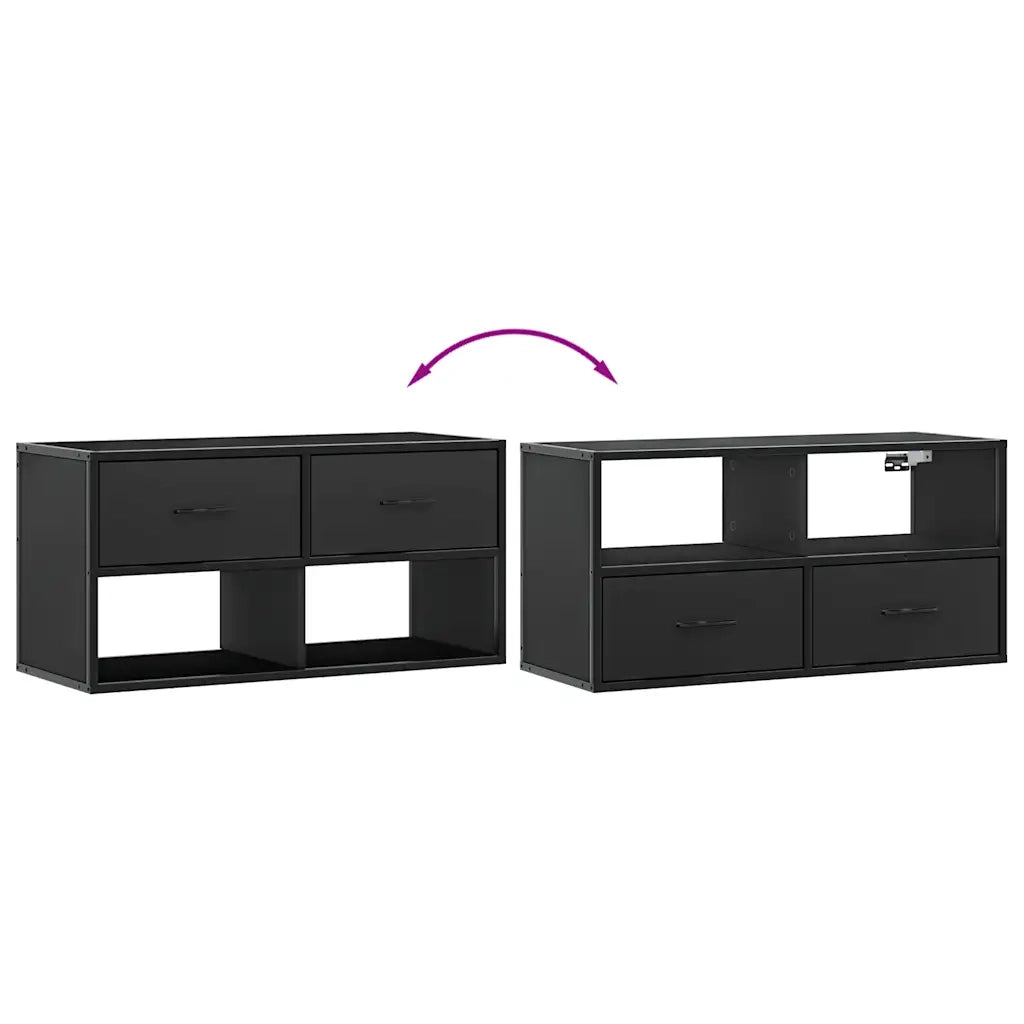Mobile TV-Credenza per TV-Console TV Nero 80x31x39,5 cm in Truciolato e Metallo 553368