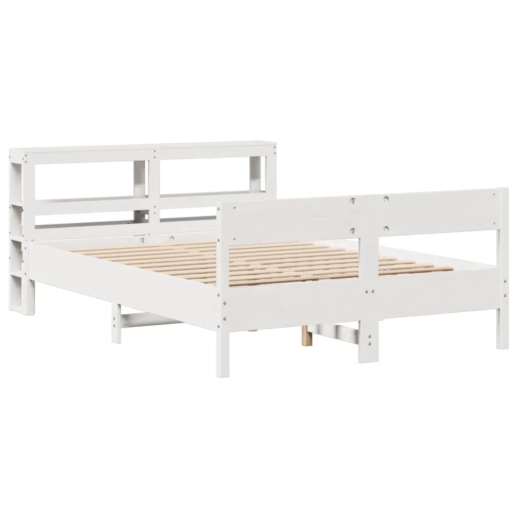 Letto matrimoniale | Letto per adulti | Letto senza Materasso Bianco 150x200 cm Legno Massello di Pino