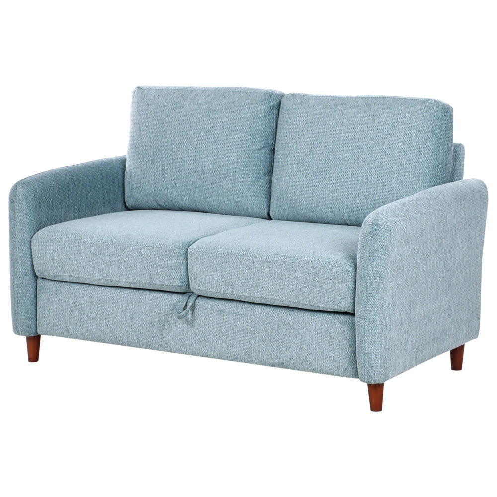 Set da salotto composto da divani da 2 e 3 posti rivestito in tessuto azzurro con braccioli soggiorno stile moderno