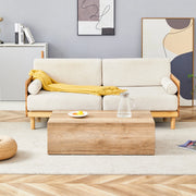 Tavolino da caffè rettangolare 90x50x30 cm con effetto venatura del legno in MDF naturale