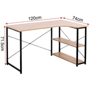 Scrivania per adulti spazioso tavolo da lavoro con due ripiani MDF 120 cm beige 19_0000390